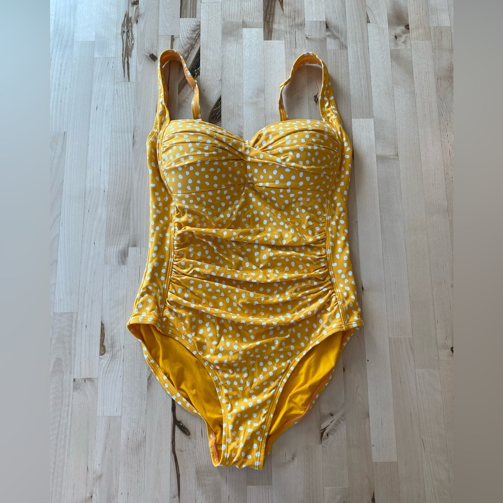 NipTuck Swim Yellow Polka Dot One-Piece Swimsuit Multi-Fit Cup - tummy control 6